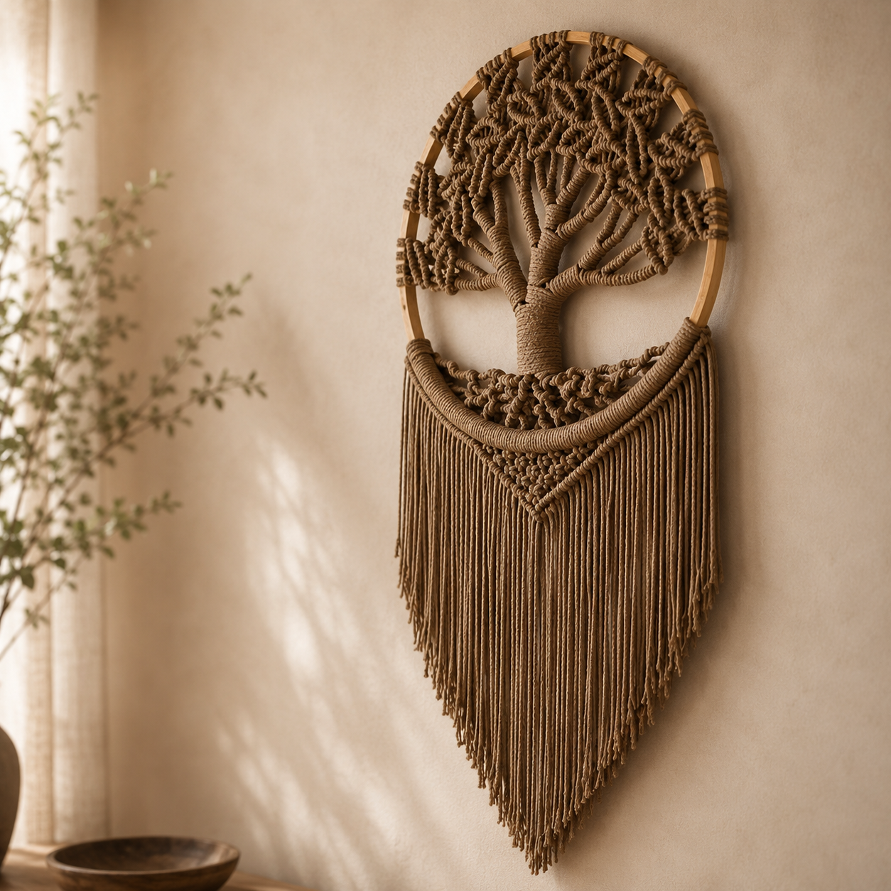 Tenture Murale Macramé Arbre de Vie – Décoration Bohème Tissée