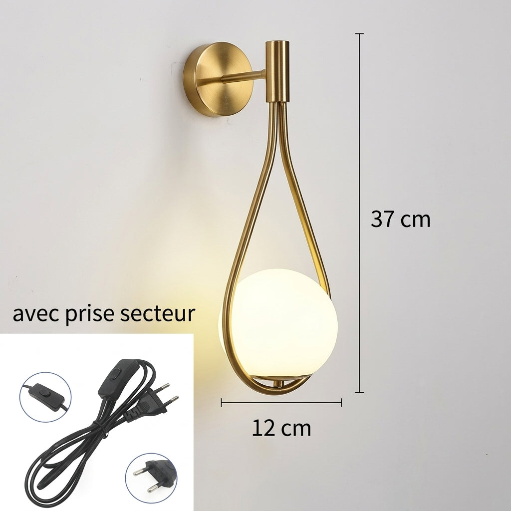 Applique murale boule en verre avec prise – Design moderne