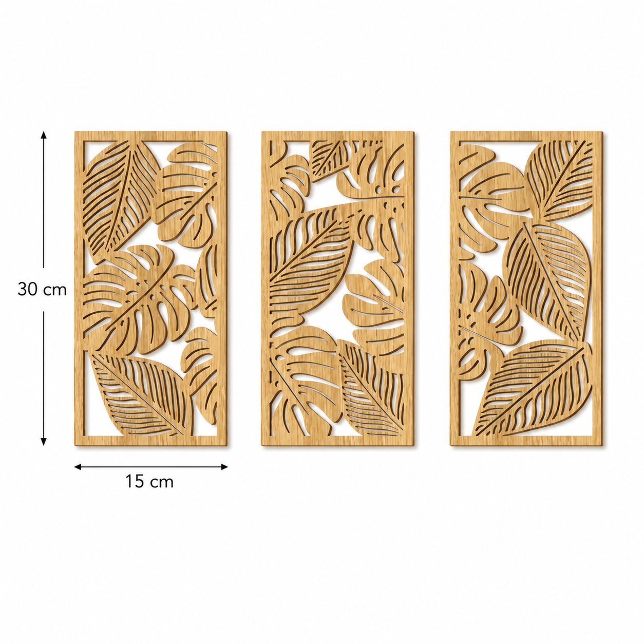 Lot de 3 Tableaux Muraux Bois – Déco Géométrique Vert & Doré