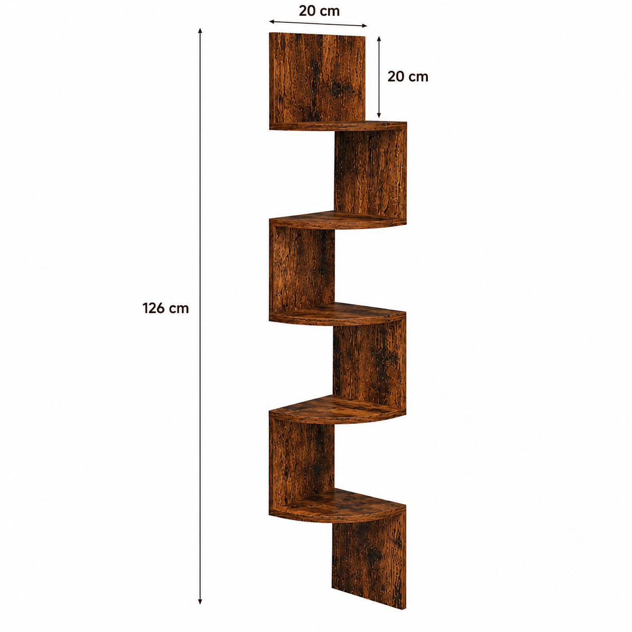 Étagère d'Angle Murale 5 Niveaux Bois – Étagère Zigzag Coin