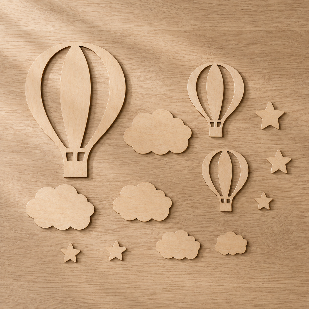 Décorations Murales Bois Montgolfières & Nuages – Déco Chambre