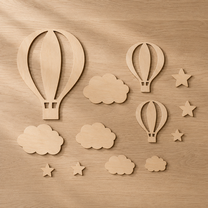 Décorations Murales Bois Montgolfières & Nuages – Déco Chambre