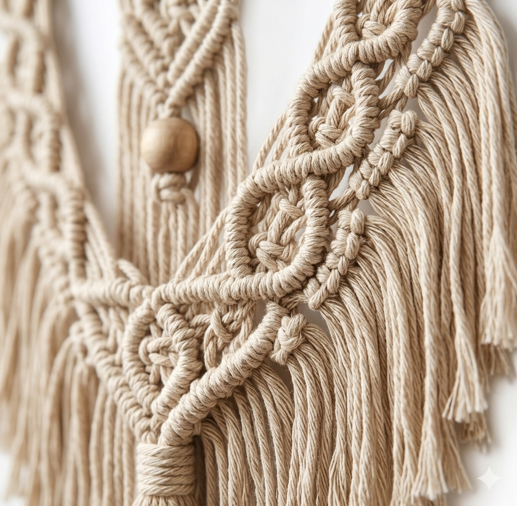 Macramé Mural Bohème – Tapisserie Murale Naturelle Faite Main