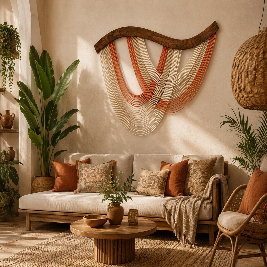 Décoration Murale Macramé Bohème – Tenture Fibres Design