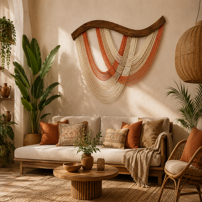 Décoration Murale Macramé Bohème – Tenture Fibres Design