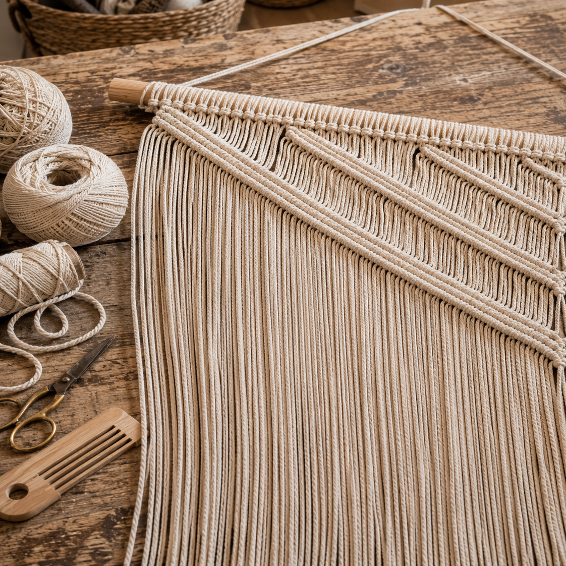Tenture Murale Macramé Bohème – Grande Déco Chevron Boho