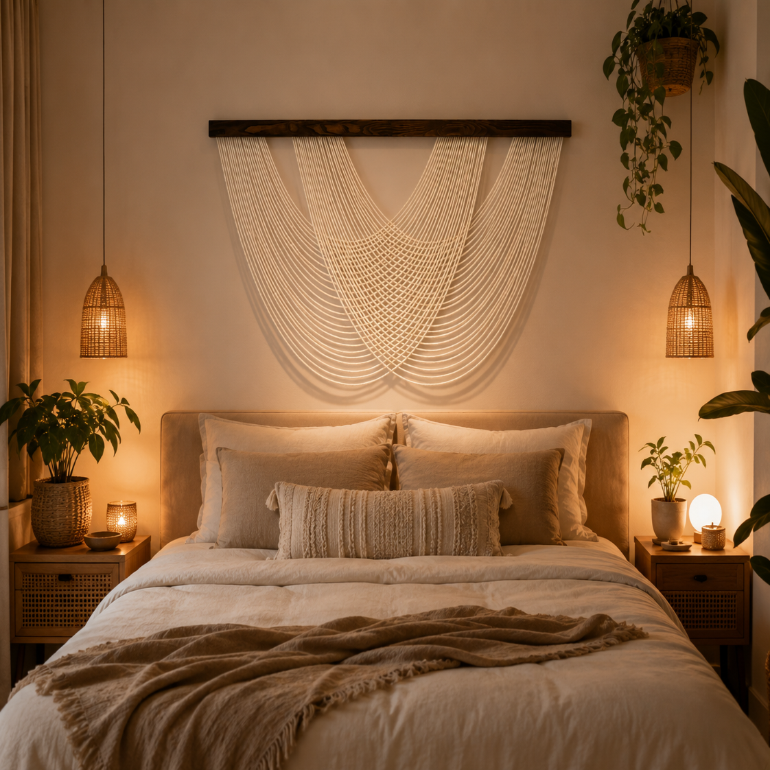 Tenture Murale Cordes Bohème – Déco Drapée Design Boho Chic