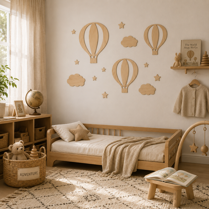 Décorations Murales Bois Montgolfières & Nuages – Déco Chambre