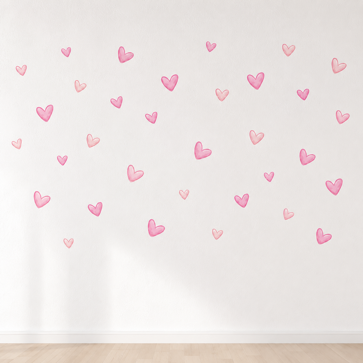 Lot de 60 Stickers Muraux Cœurs Roses – Décoration Murale Adhésive