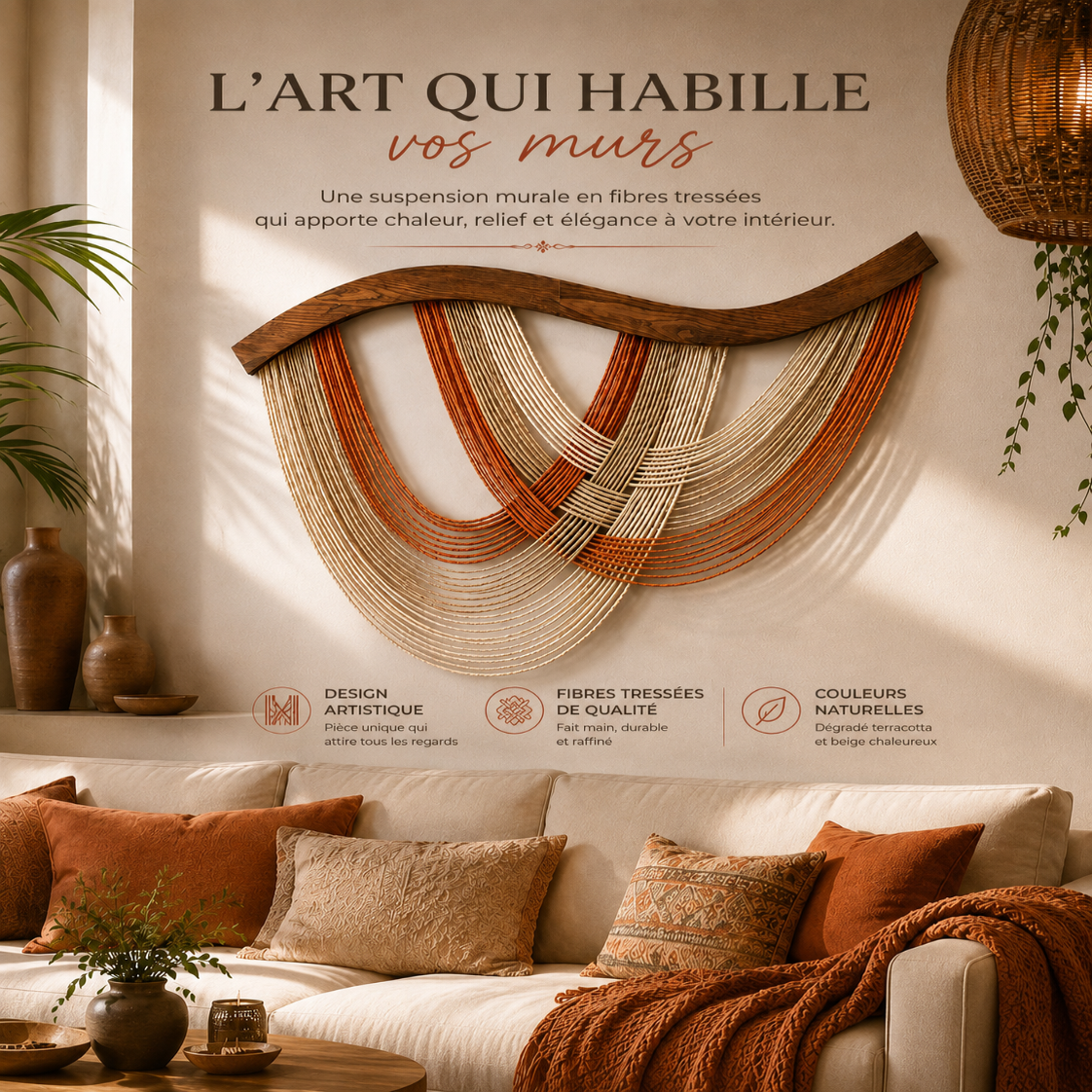 Décoration Murale Macramé Bohème – Tenture Fibres Design