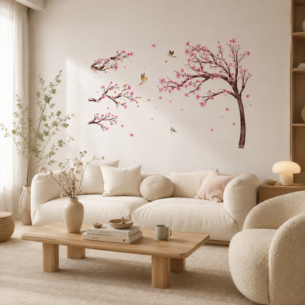Stickers Muraux XXL Cerisier Japonais en Fleurs – Sakura & Oiseaux