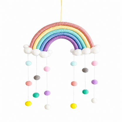Suspension Arc-en-Ciel Pompons – Déco Chambre Bébé Enfant