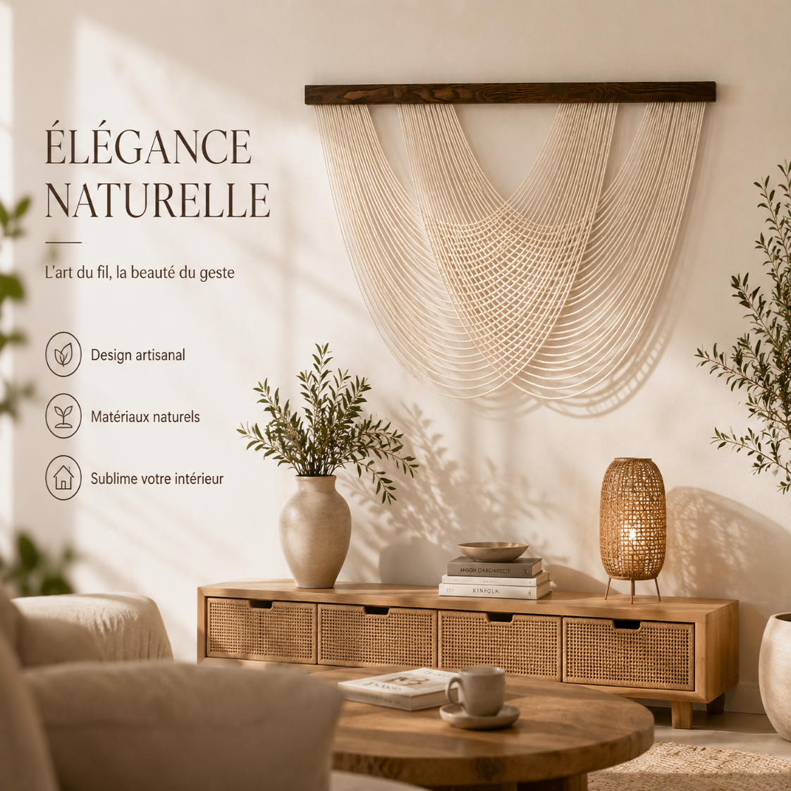 Tenture Murale Cordes Bohème – Déco Drapée Design Boho Chic