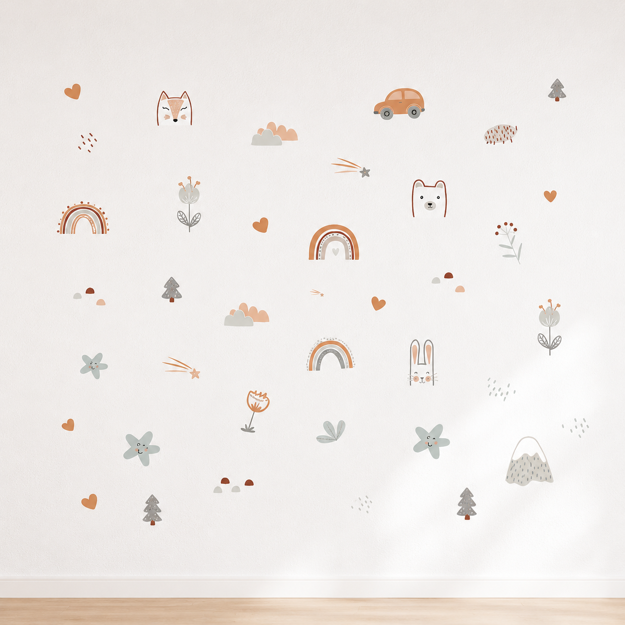 Stickers Muraux Bohèmes – Arcs-en-Ciel, Soleils & Étoiles