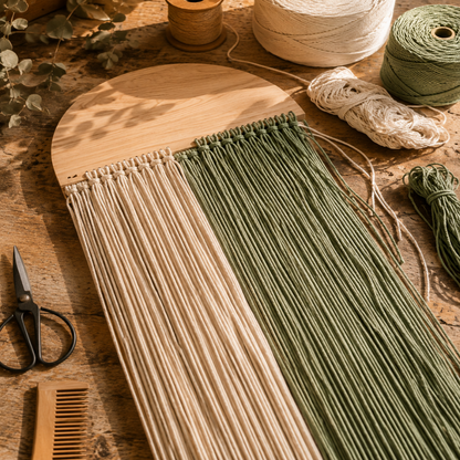 Tenture Murale Bohème Fibres – Déco Arche Bois Bicolore