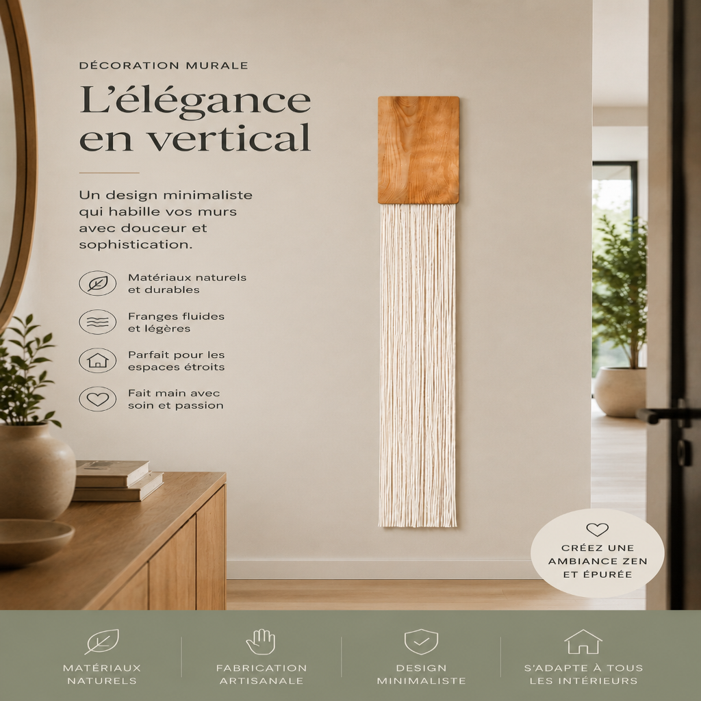 Tenture Murale Fibres Bois – Déco Bohème Verticale