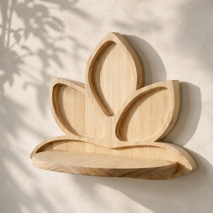 Étagère Murale Bois Forme Lotus – Étagère Déco Fleur Bohème