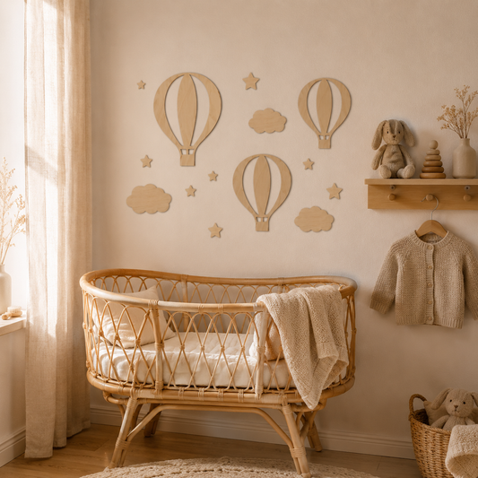 Décorations Murales Bois Montgolfières & Nuages – Déco Chambre