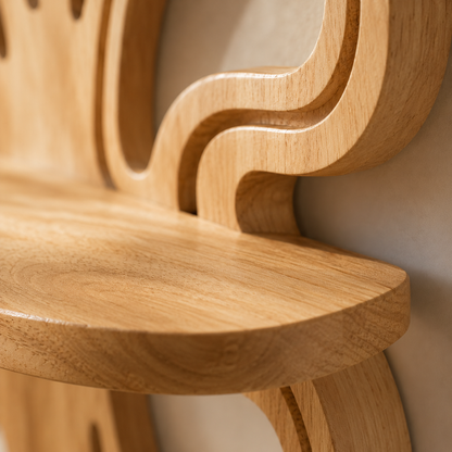 Étagère Murale Bois Forme Papillon & Miroirs – Déco Bohème