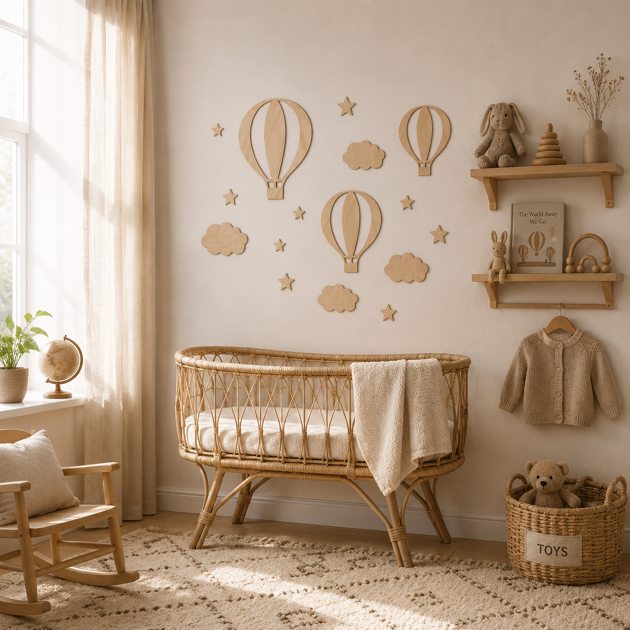 Décorations Murales Bois Montgolfières & Nuages – Déco Chambre