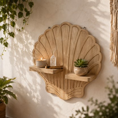 Étagère Murale Bois Spirale Coquillage – Déco Bohème Ronde Design