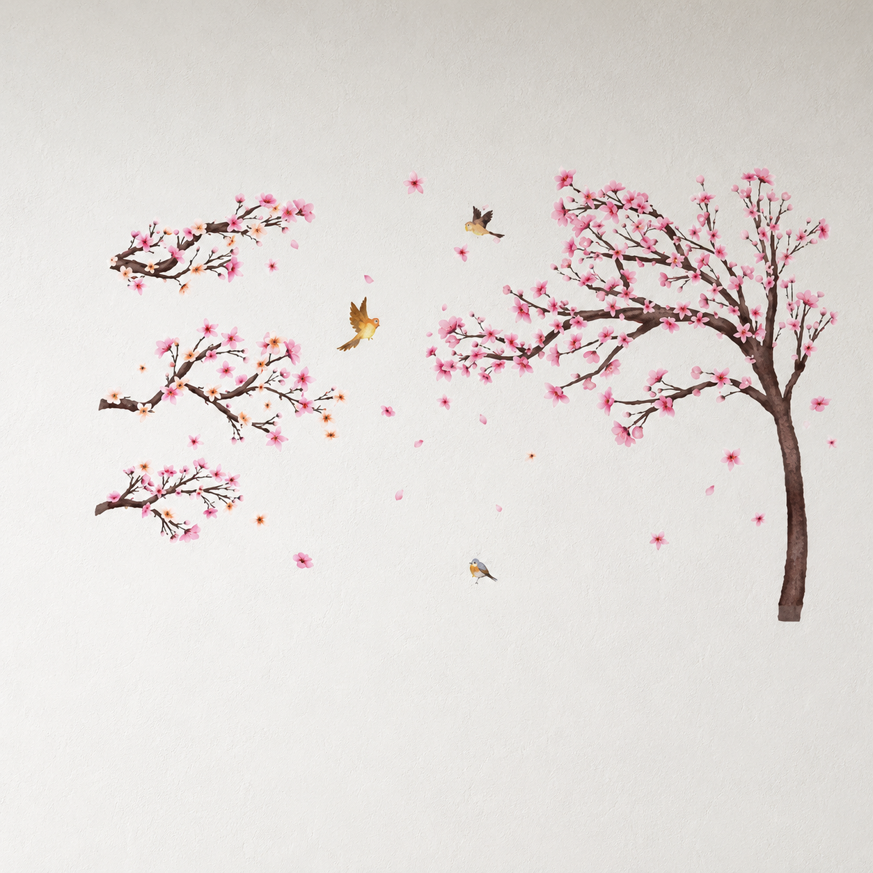 Stickers Muraux XXL Cerisier Japonais en Fleurs – Sakura & Oiseaux