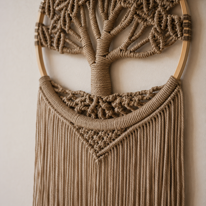 Tenture Murale Macramé Arbre de Vie – Décoration Bohème Tissée