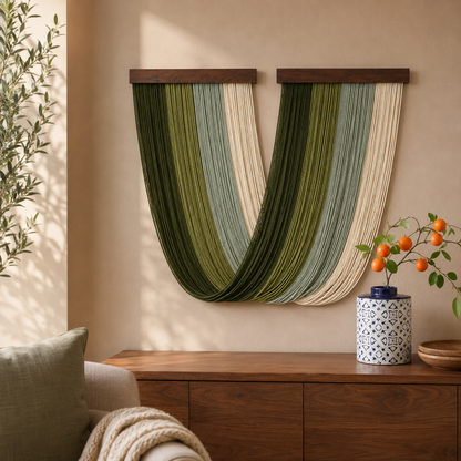 Tenture Murale Bohème Tissée Main – Décoration Fibres