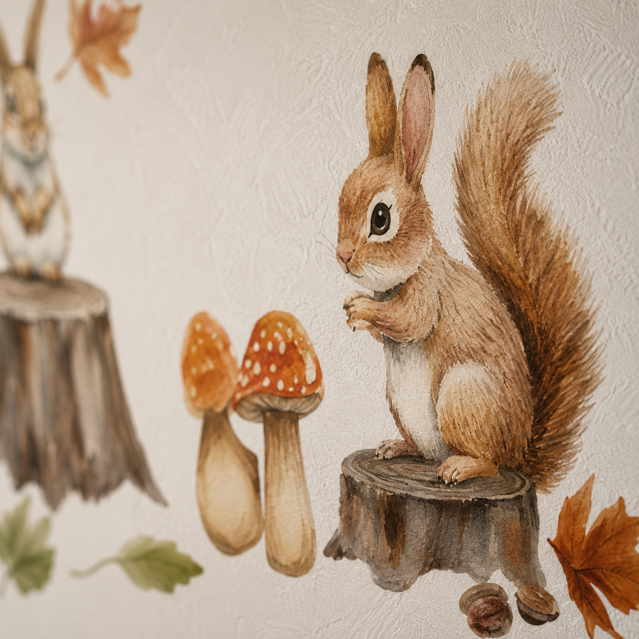 Stickers Muraux Lapin & Écureuil – Décoration Murale Forêt