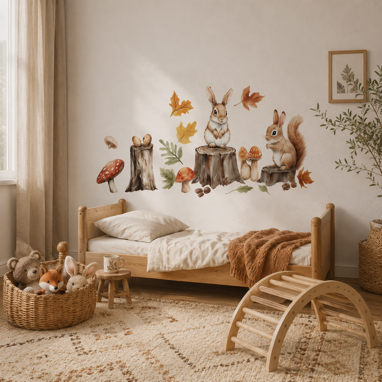 Stickers Muraux Lapin & Écureuil – Décoration Murale Forêt