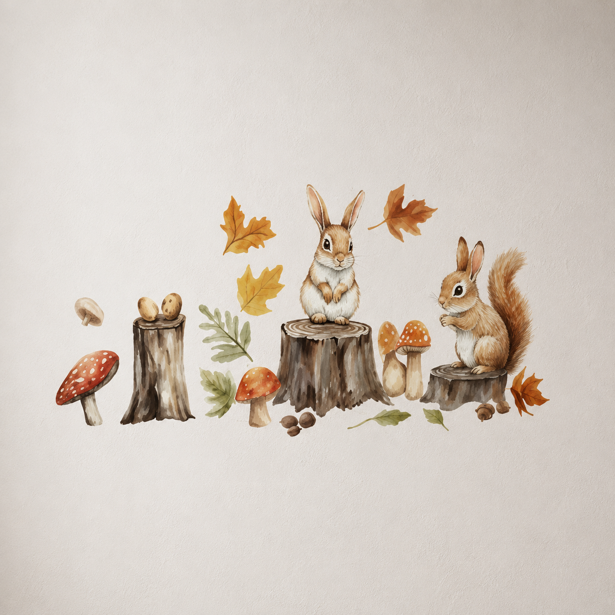 Stickers Muraux Lapin & Écureuil – Décoration Murale Forêt