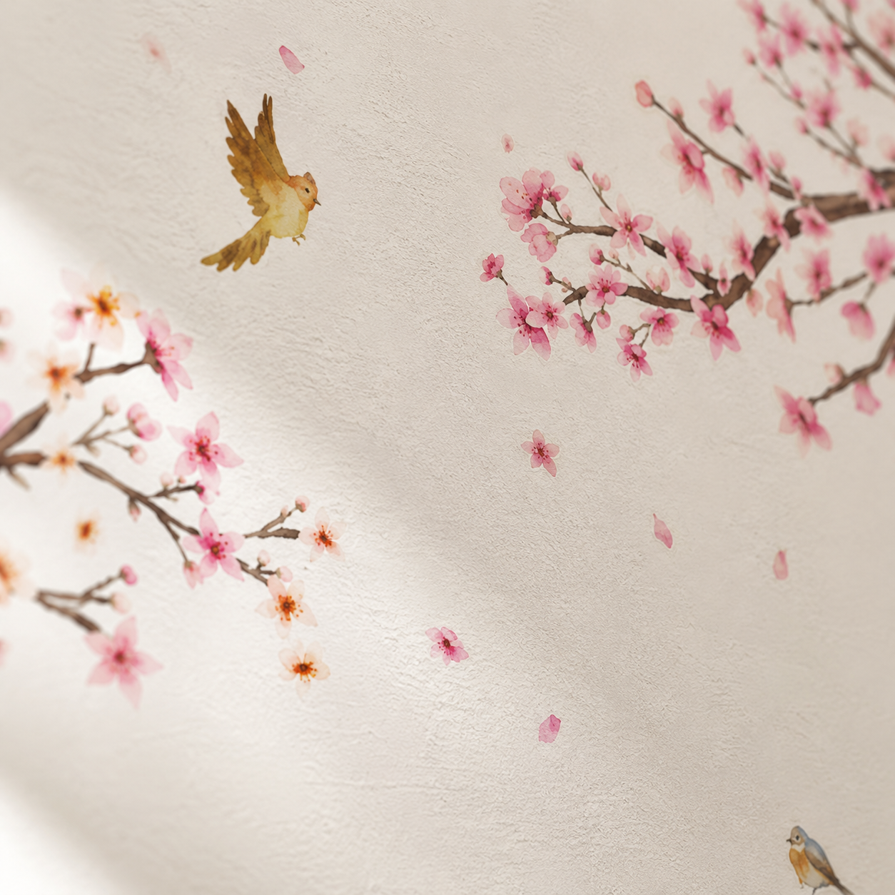 Stickers Muraux XXL Cerisier Japonais en Fleurs – Sakura & Oiseaux