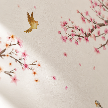 Stickers Muraux XXL Cerisier Japonais en Fleurs – Sakura & Oiseaux