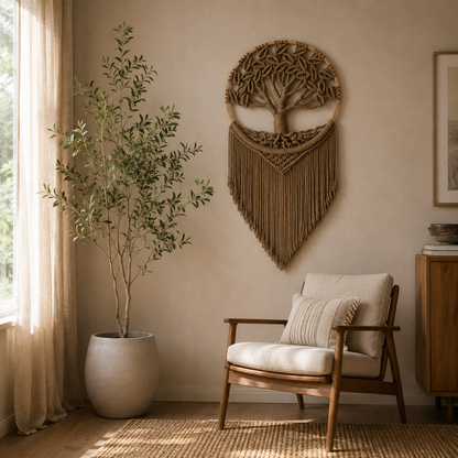 Tenture Murale Macramé Arbre de Vie – Décoration Bohème Tissée