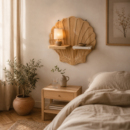 Étagère Murale Bois Spirale Coquillage – Déco Bohème Ronde Design