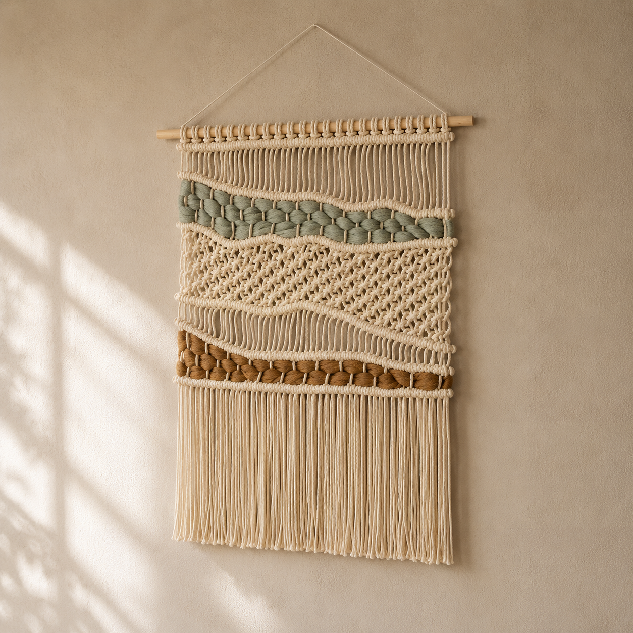 Tenture Macramé Bohème Multicolore – Tapisserie Murale Tissée Main