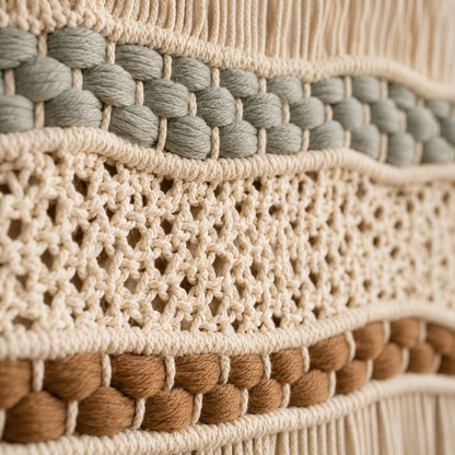 Tenture Macramé Bohème Multicolore – Tapisserie Murale Tissée Main