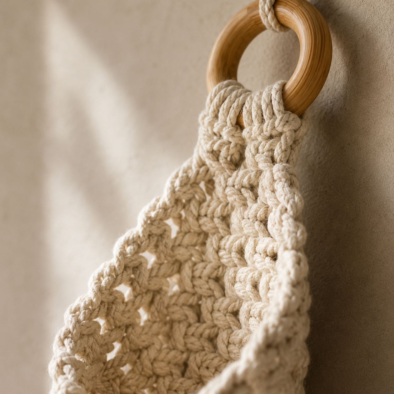 Suspension Macramé Porte-Plante Mural – Cache-Pot Bohème Écru