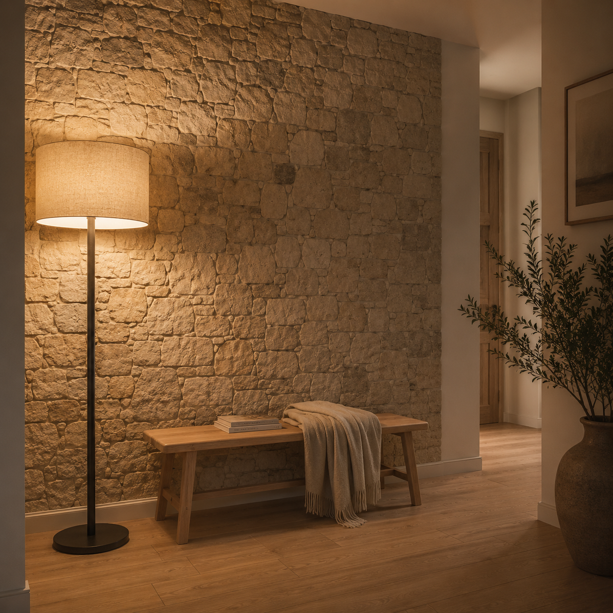 Panneaux Muraux 3D Effet Pierre Naturelle – Lot de 10 Adhésifs
