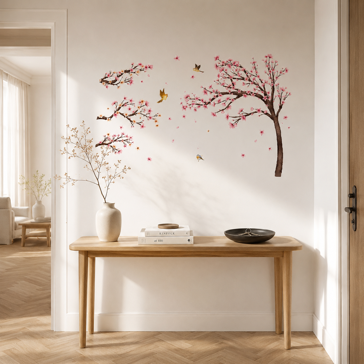 Stickers Muraux XXL Cerisier Japonais en Fleurs – Sakura & Oiseaux