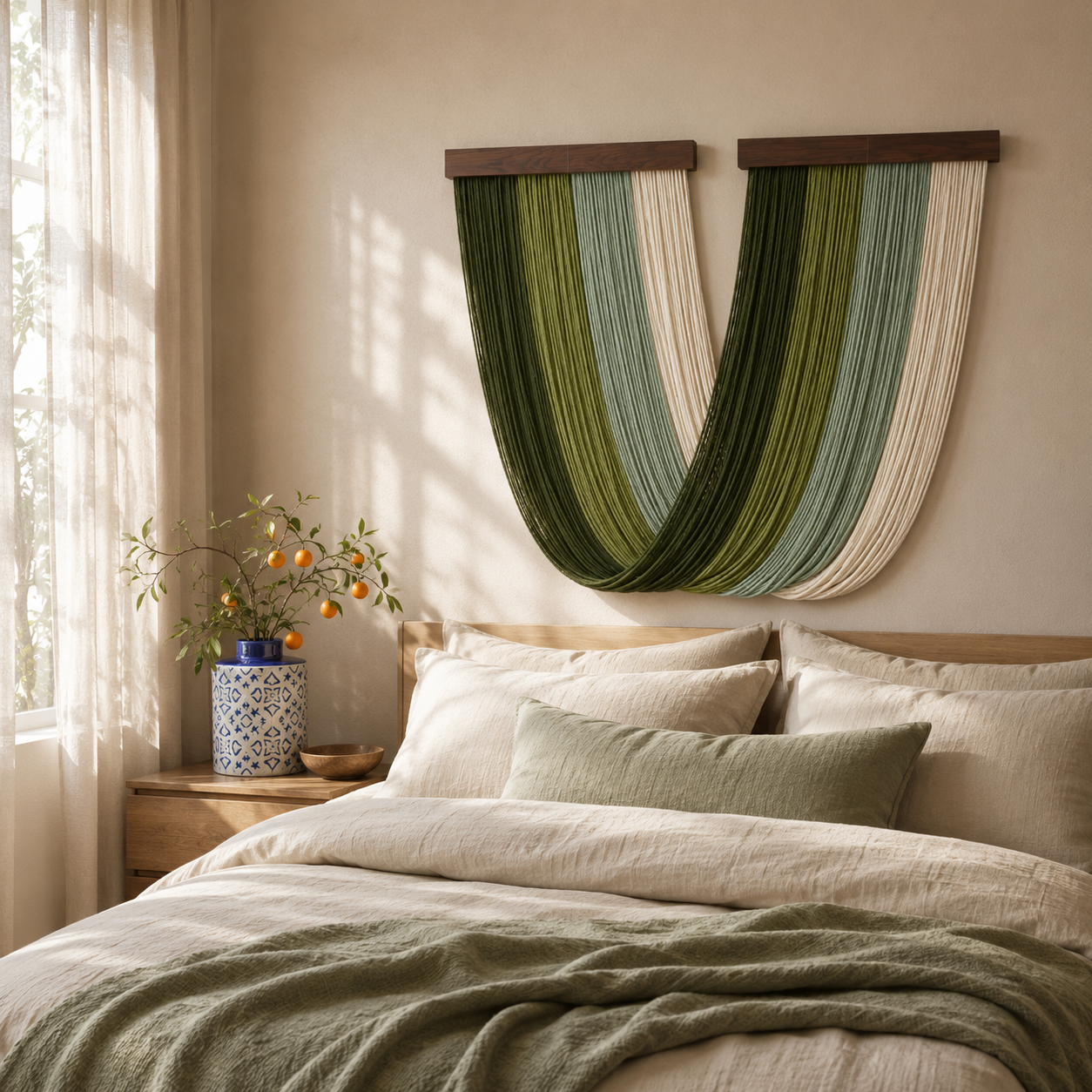 Tenture Murale Bohème Tissée Main – Décoration Fibres