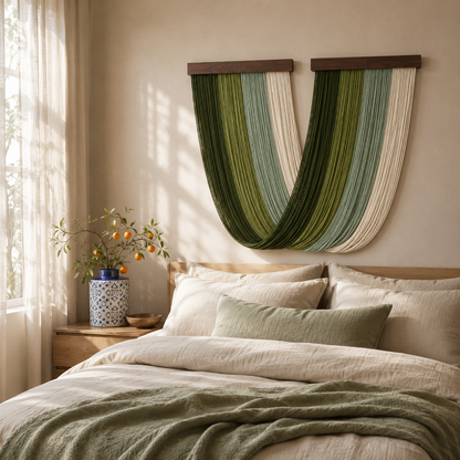 Tenture Murale Bohème Tissée Main – Décoration Fibres