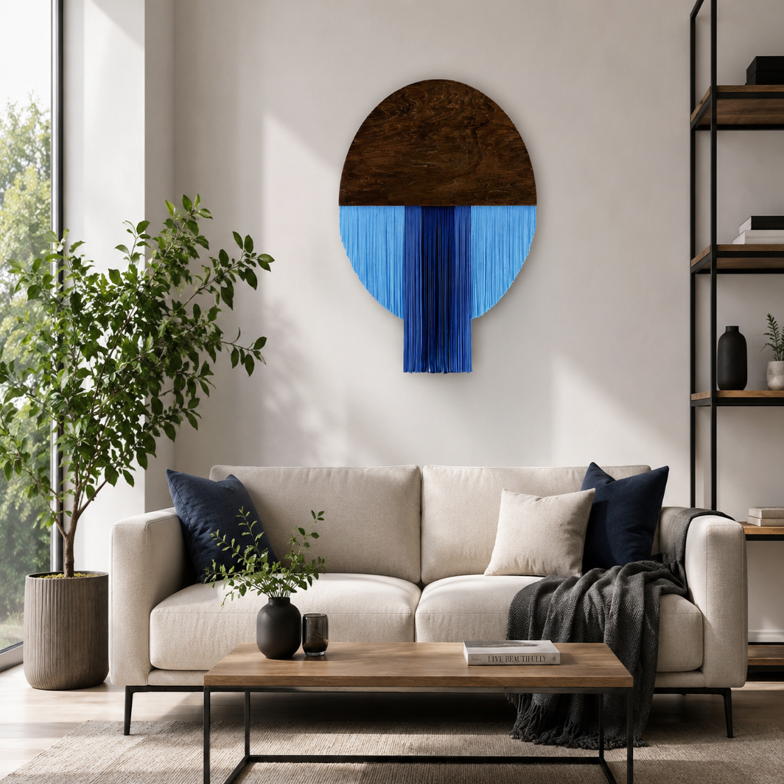 Tenture Murale Bois Fibres – Déco Bohème Demi-Cercle