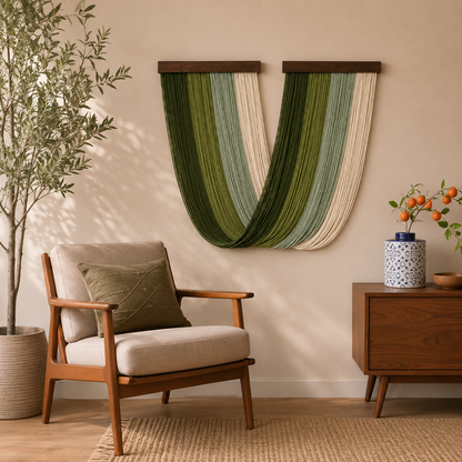 Tenture Murale Bohème Tissée Main – Décoration Fibres