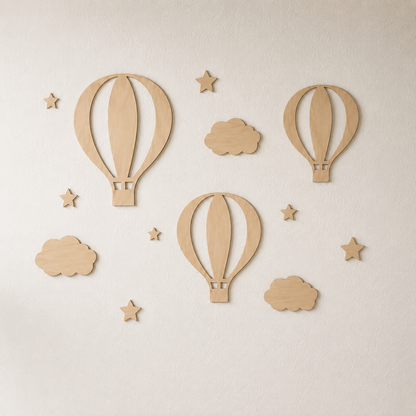 Décorations Murales Bois Montgolfières & Nuages – Déco Chambre