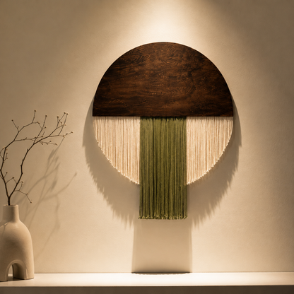 Tenture Murale Bois Fibres – Déco Bohème Demi-Cercle