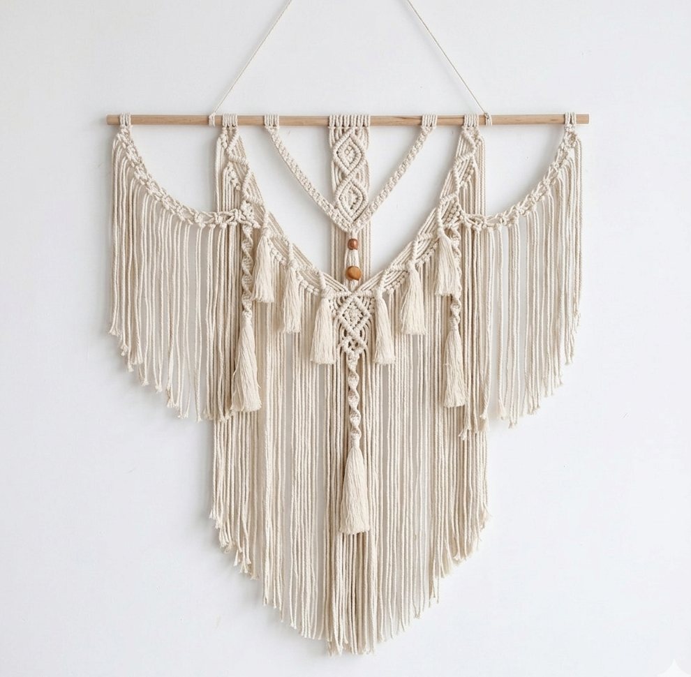Macramé Mural Bohème – Tapisserie Murale Naturelle Faite Main