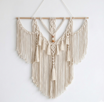 Macramé Mural Bohème – Tapisserie Murale Naturelle Faite Main