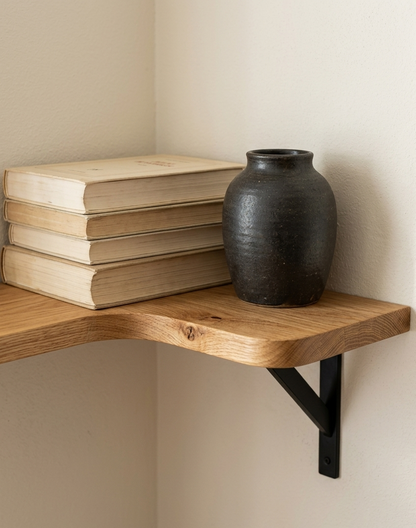 Étagère Murale d'Angle Bois Massif – Lot de 5 Support 18 kg