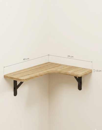 Étagère Murale d'Angle Bois Massif – Lot de 5 Support 18 kg